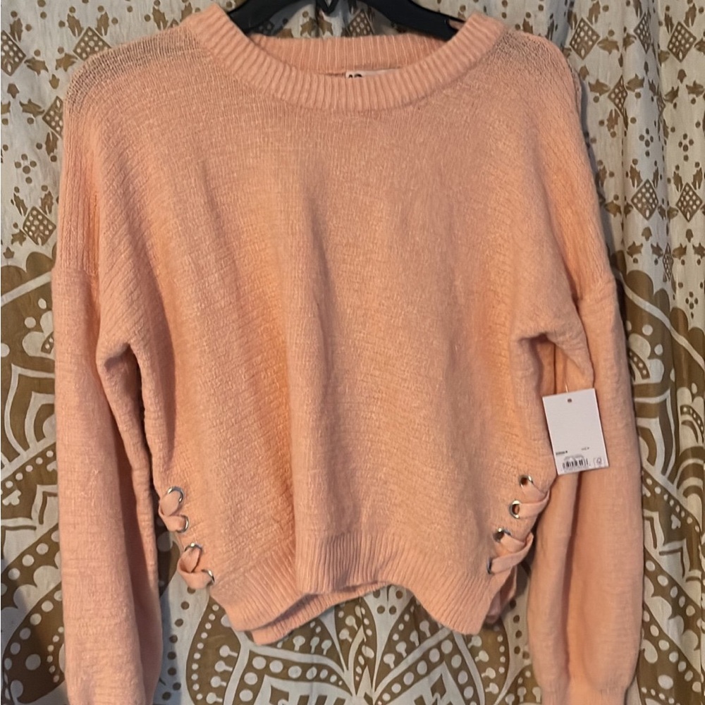 Kohl's Light Pink womens Sweater with Lace-Up Sides